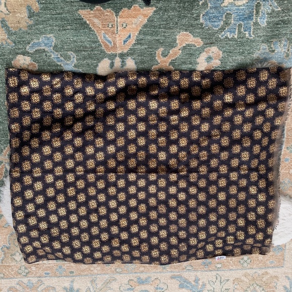 Lulla Collection by Bindya Blue & Gold Floral Oblong Lightweight Scarf - Picture 6 of 8